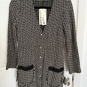 Chic Black and White Tweed Dress